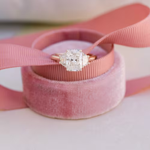 14k yellow gold radiant and half moon lab diamond engagement ring ada diamonds design ad 489