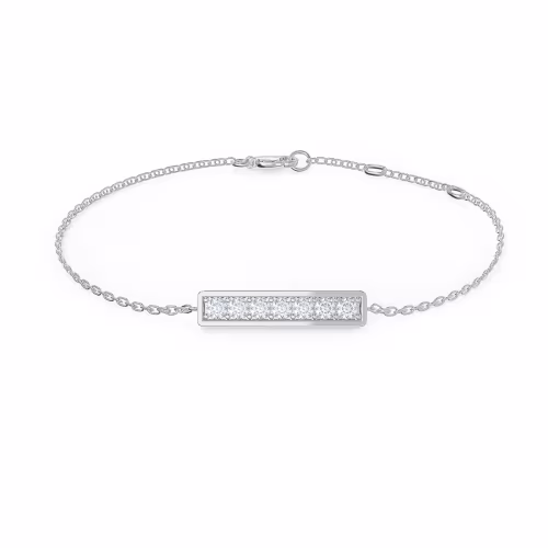 0.21 ctw Round Diamonds set in 14k White Gold Bar Bracelet (Main View)