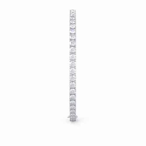6.0 Carat Round Created Diamonds set in White Gold Four Prong Tennis Bracelet (Side View)