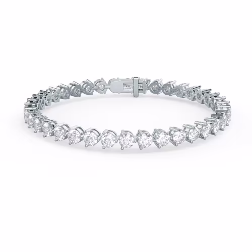 Round Diamonds set in White Gold Lab Diamond Three Prong Tennis Bracelet (Main View)