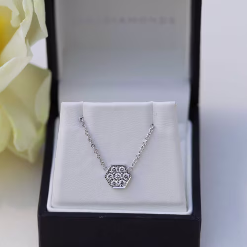 white gold carbon necklace with lab diamonds