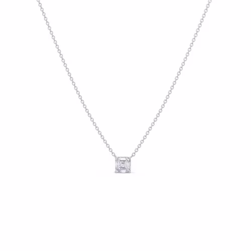 High Quality 0.7 Carat Man Made Diamonds set in Platinum Floating Asscher Pendant ()