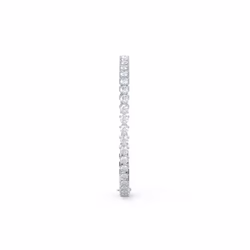 Round Lab Diamonds set in Platinum Lab Diamond Three Prong Tennis Bracelet (Side View)