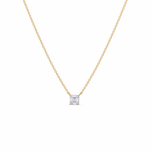 0.7 Carat Lab Diamonds set in Yellow Gold Floating Asscher Pendant (Main View)