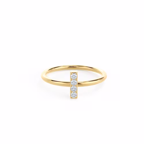 High Quality 0.12 Carat Round Lab Diamonds set in 14k Yellow Gold Bar Ring (Main View)