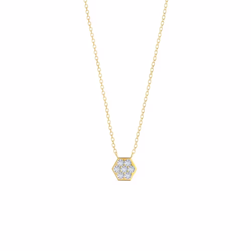 0.21 Carat Round Created Diamonds set in 14k Yellow Gold Carbon Necklace (Main View)