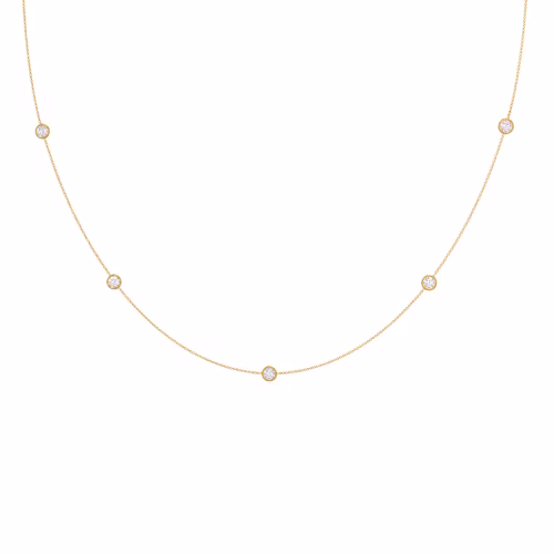 Exceptional Quality Round Brilliant Lab Created Diamonds set in Yellow Gold Five Bezel Floating Cosmopolitan Necklace (Main View)
