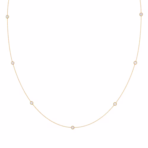 Seven Bezel cosmopolitan necklace made in yellow gold with laboratory made diamonds ADA Diamonds design design ad 228