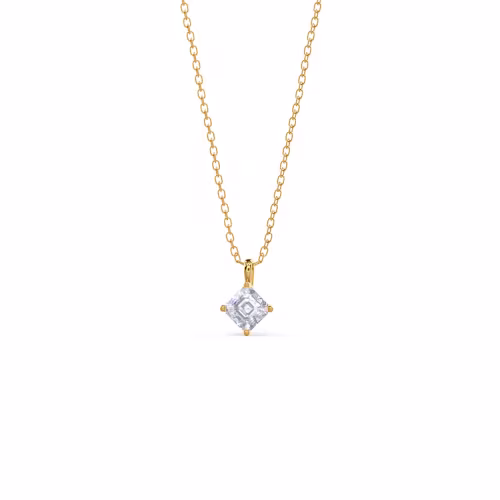 Hand Selected 0.5 Carat Lab Diamonds set in 14k Yellow Gold Classic Asscher Pendant (Main View)
