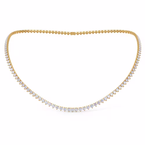 High Quality Round Diamonds set in Yellow Gold Tennis Necklace (Main View)