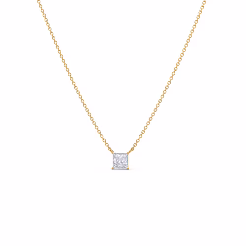 0.7 ct Diamonds set in 14 Karat Yellow Gold Floating Princess Cut Diamond Pendant ()