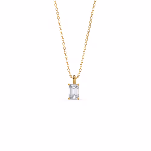 0.7 Carat Lab Grown Diamonds set in Yellow Gold Emerald Cut Diamond Pendant (Main View)