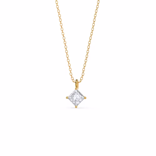 0.7 ct Lab Diamonds set in 14k Yellow Gold Princess Cut Diamond Pendant (Main View)