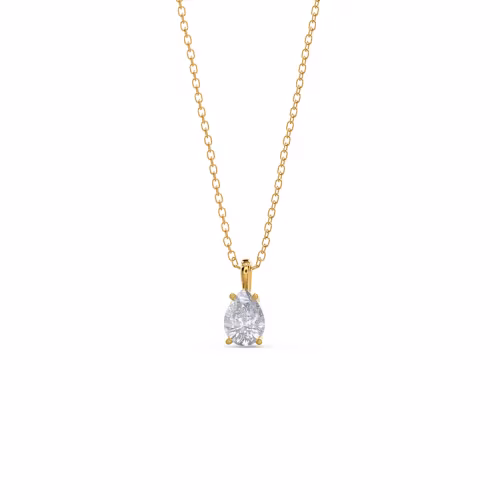 14k Yellow Gold Pear Diamond Solitaire Pendant featuring 0.5 ctw Lab Diamonds ()