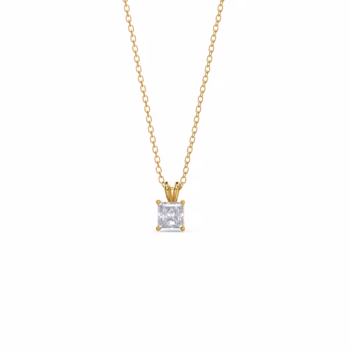 High Quality 0.5 Carat Diamonds set in 14k Yellow Gold Classic Radiant Pendant ()