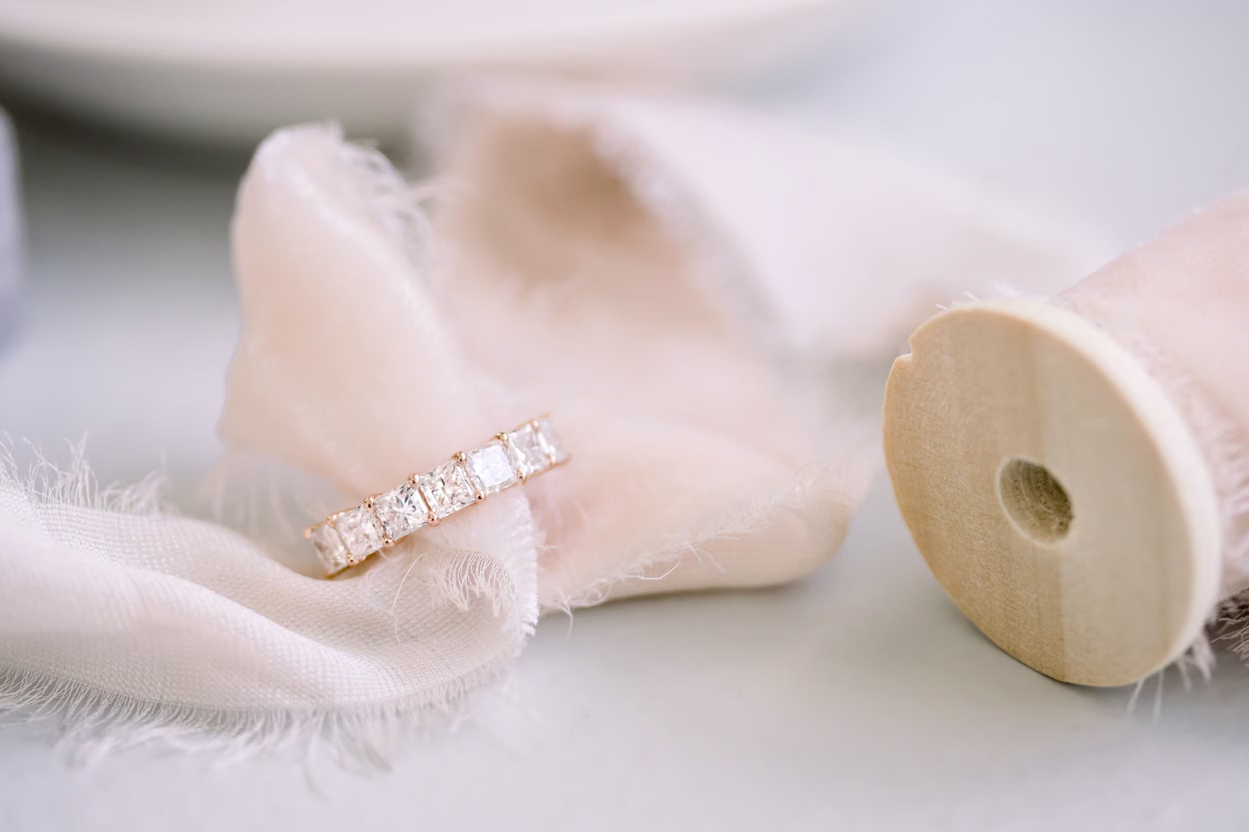 Diamonds set in Custom Half Band (Profile View)