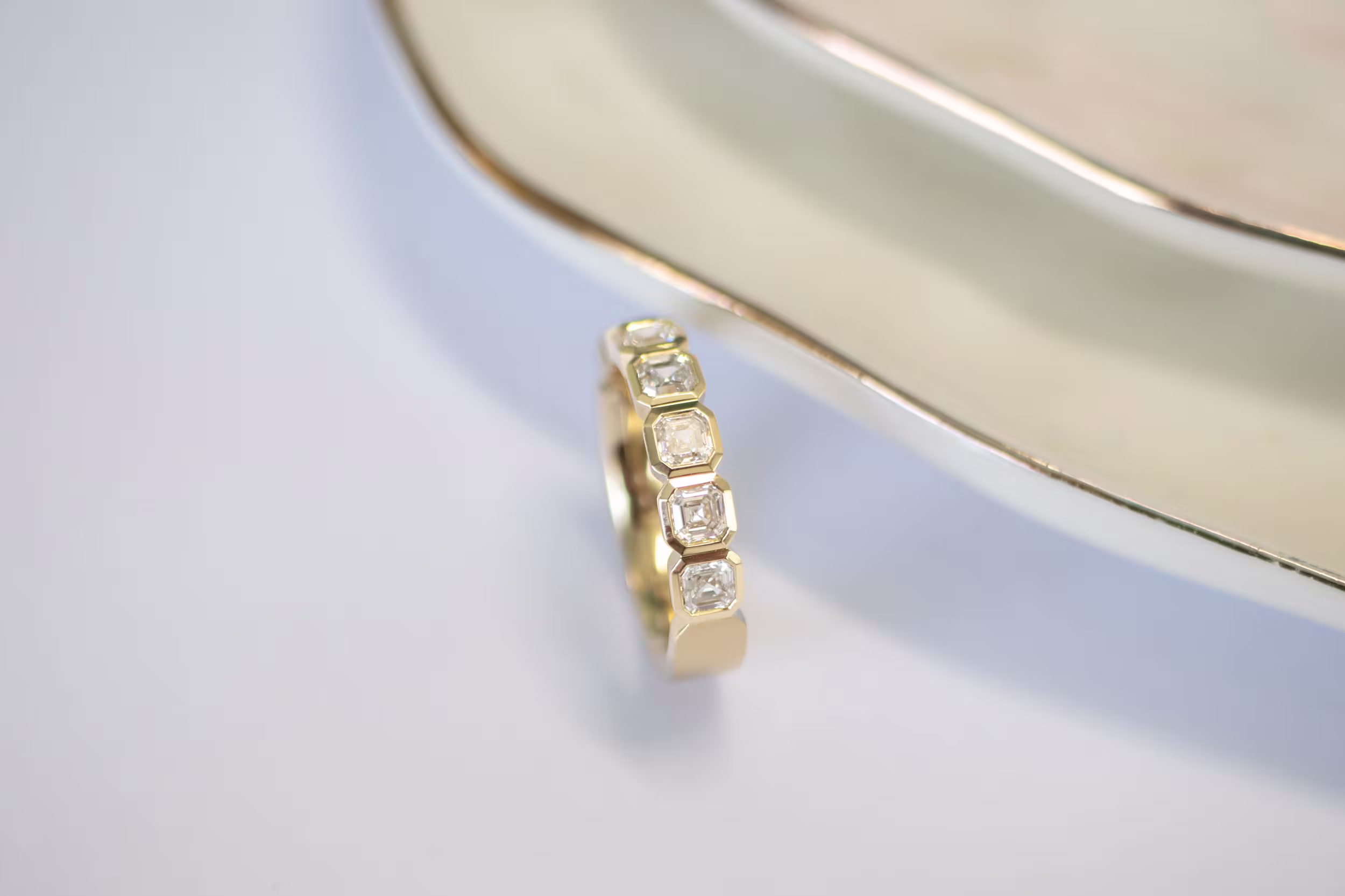 Custom Masculine Band featuring Diamonds (Profile View)