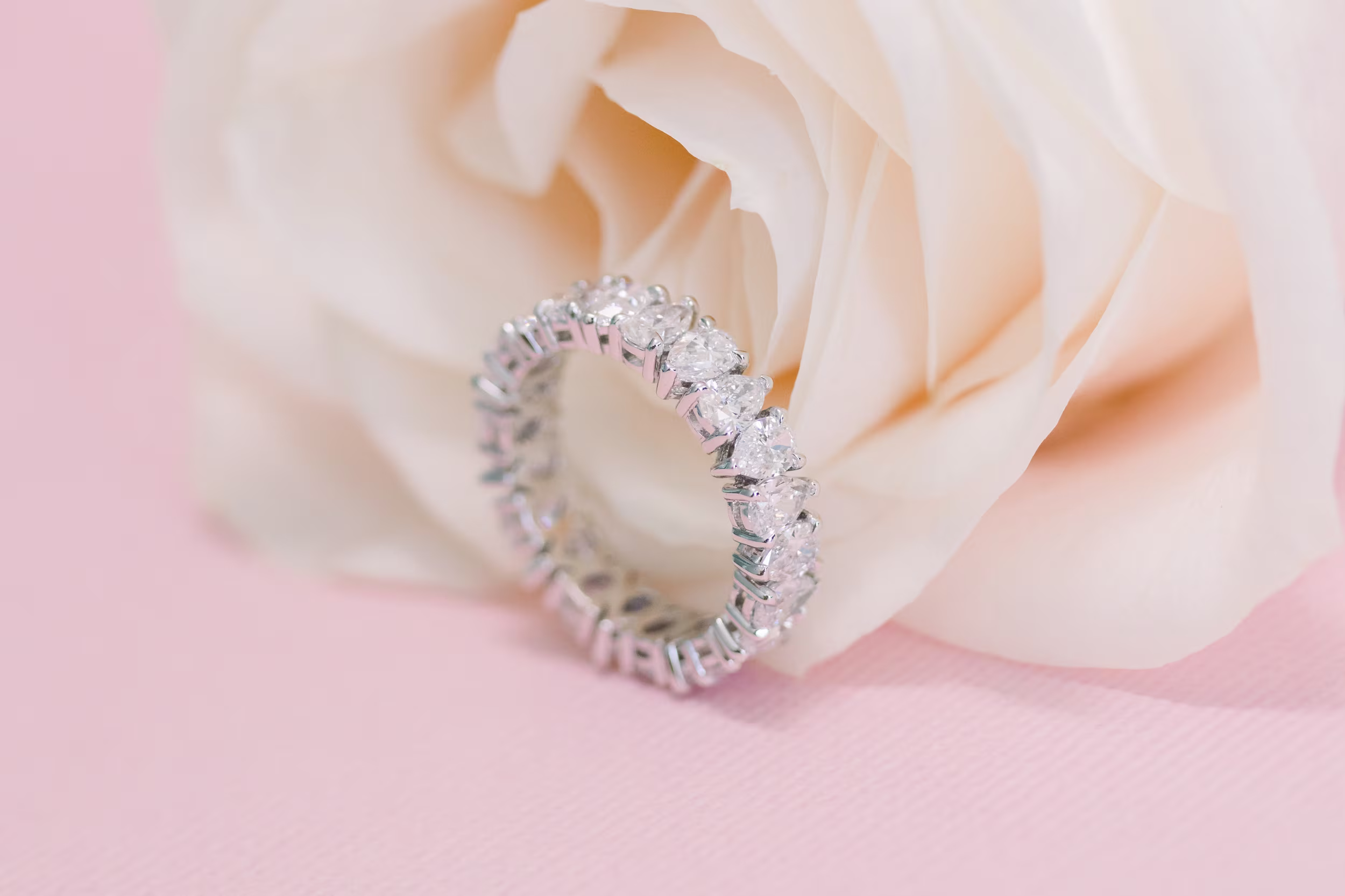 Pear Cut Diamond Alternating Eternity Band featuring Diamonds (Profile View)