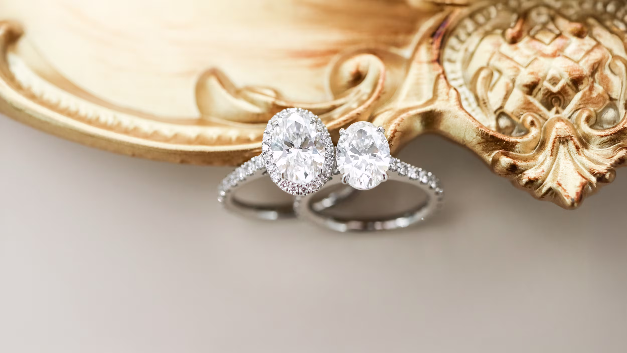 Exceptional Quality Diamonds set in Oval Halo Pavé Diamond Engagement Ring