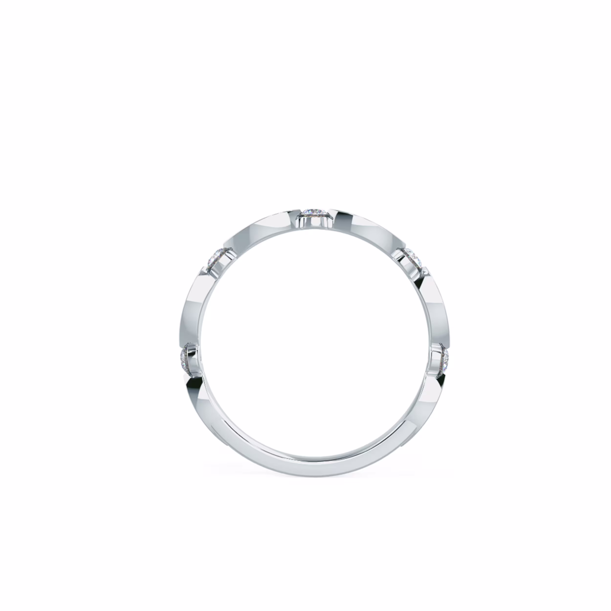 Leaf Swirling Lab Created Diamond Wedding Band in White Gold Design-216