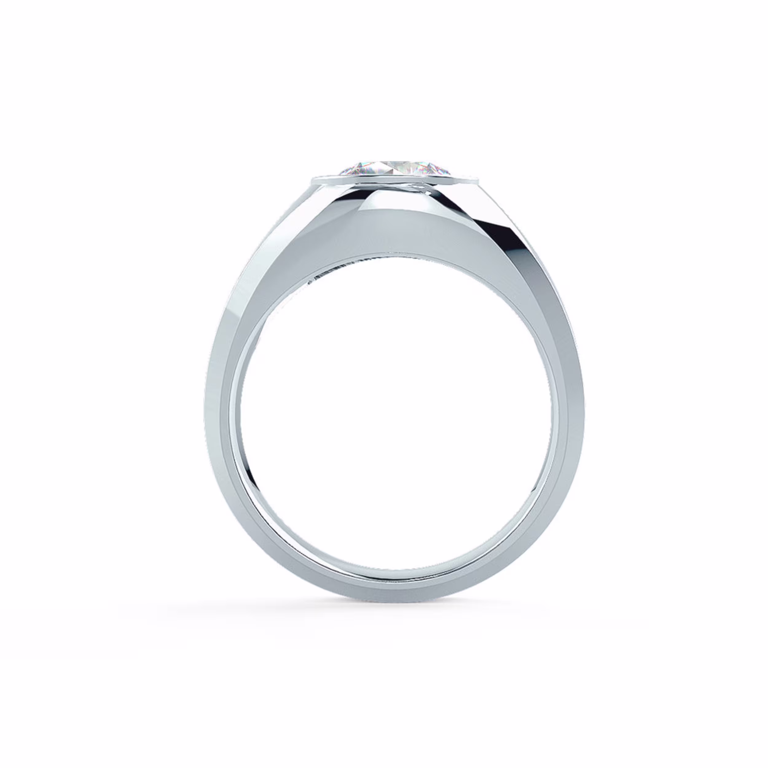 Men's Bezel Lab Created Diamond Wedding Band in White Gold Design-131