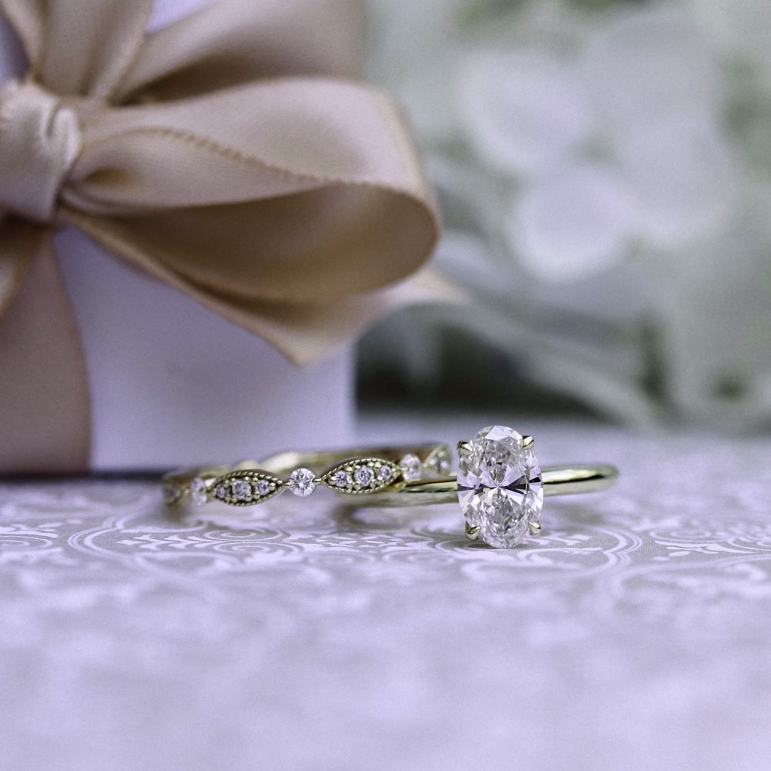 Lab Grown Diamond Leaf Wedding Band AD216