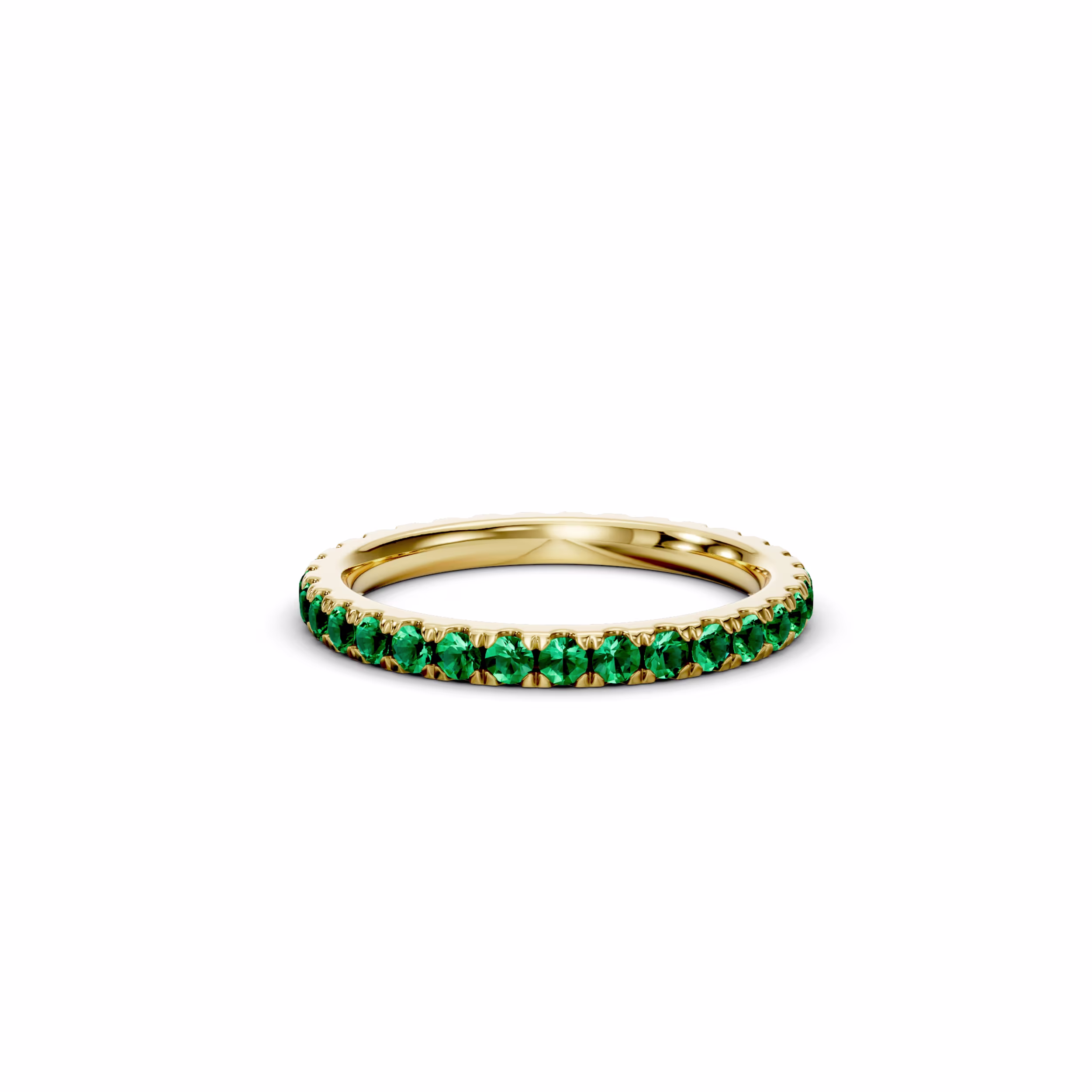 emerald 14k yellow gold u pave eternity band for fashion or wedding ada diamonds (main view)