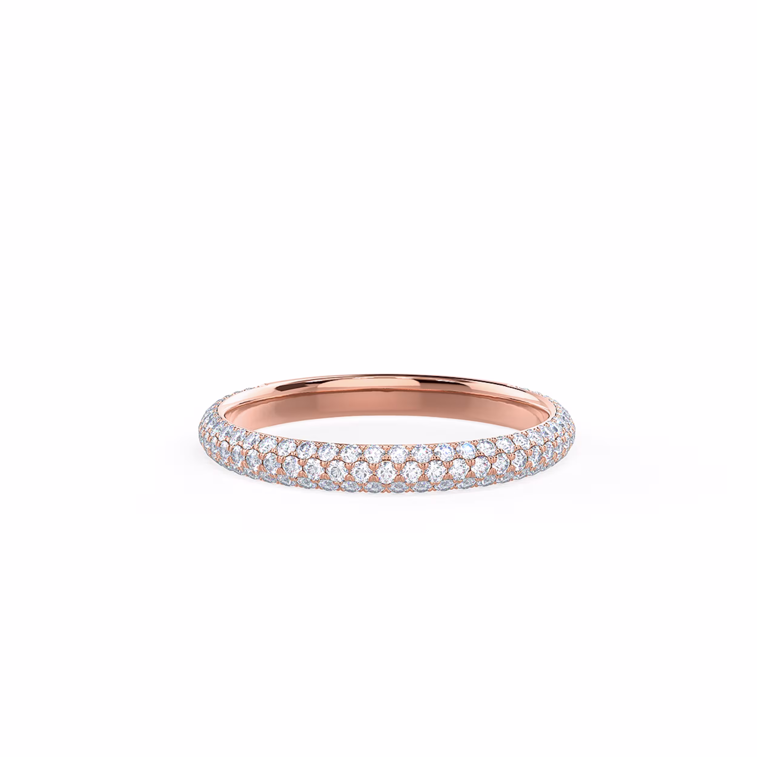 Lab Created Diamond Micro Pave Wedding Band Rendering In Rose Gold In Front View AD241