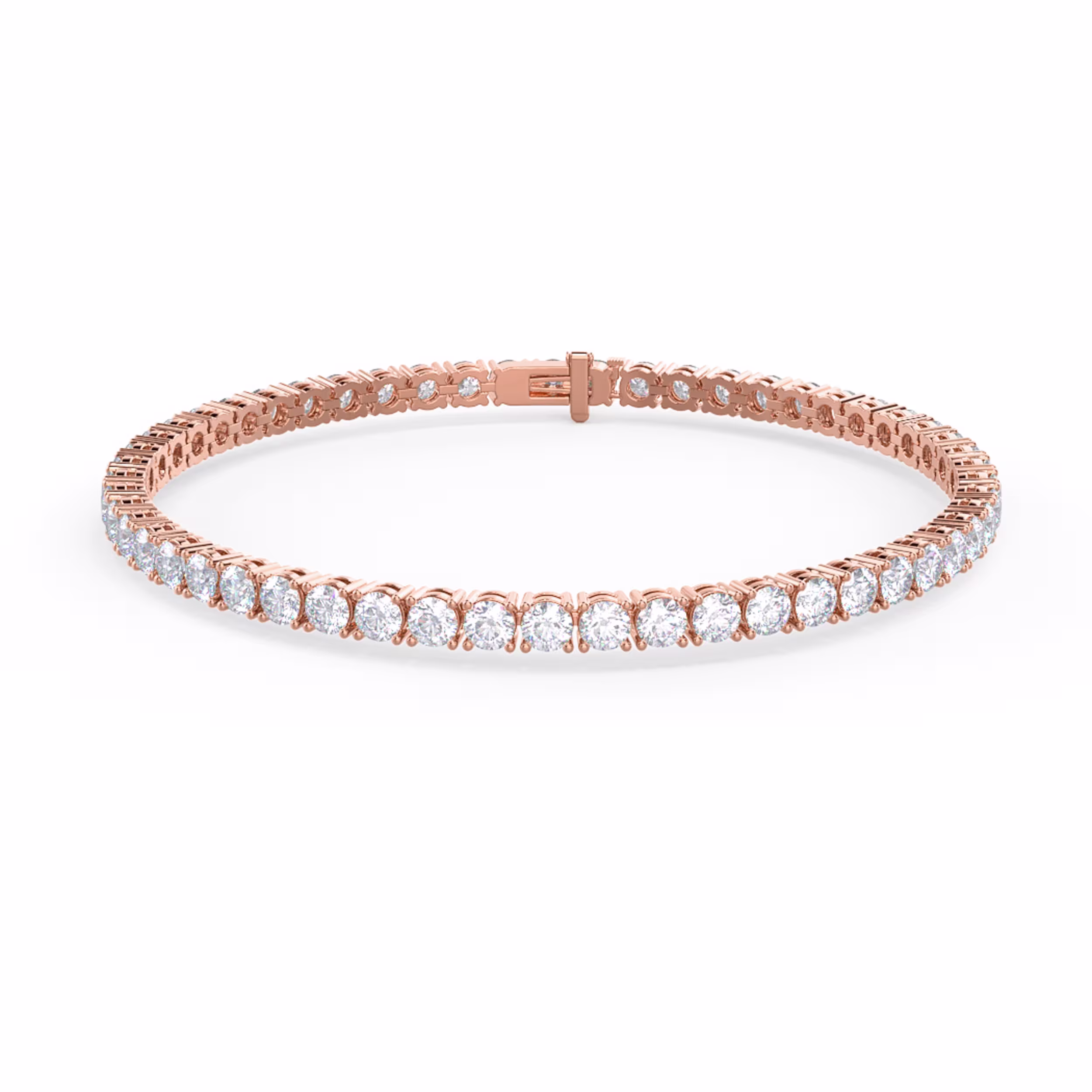 Hand Selected 6.0 ct Round Lab Grown Diamonds set in Rose Gold Four Prong Round Diamond Tennis Bracelet
