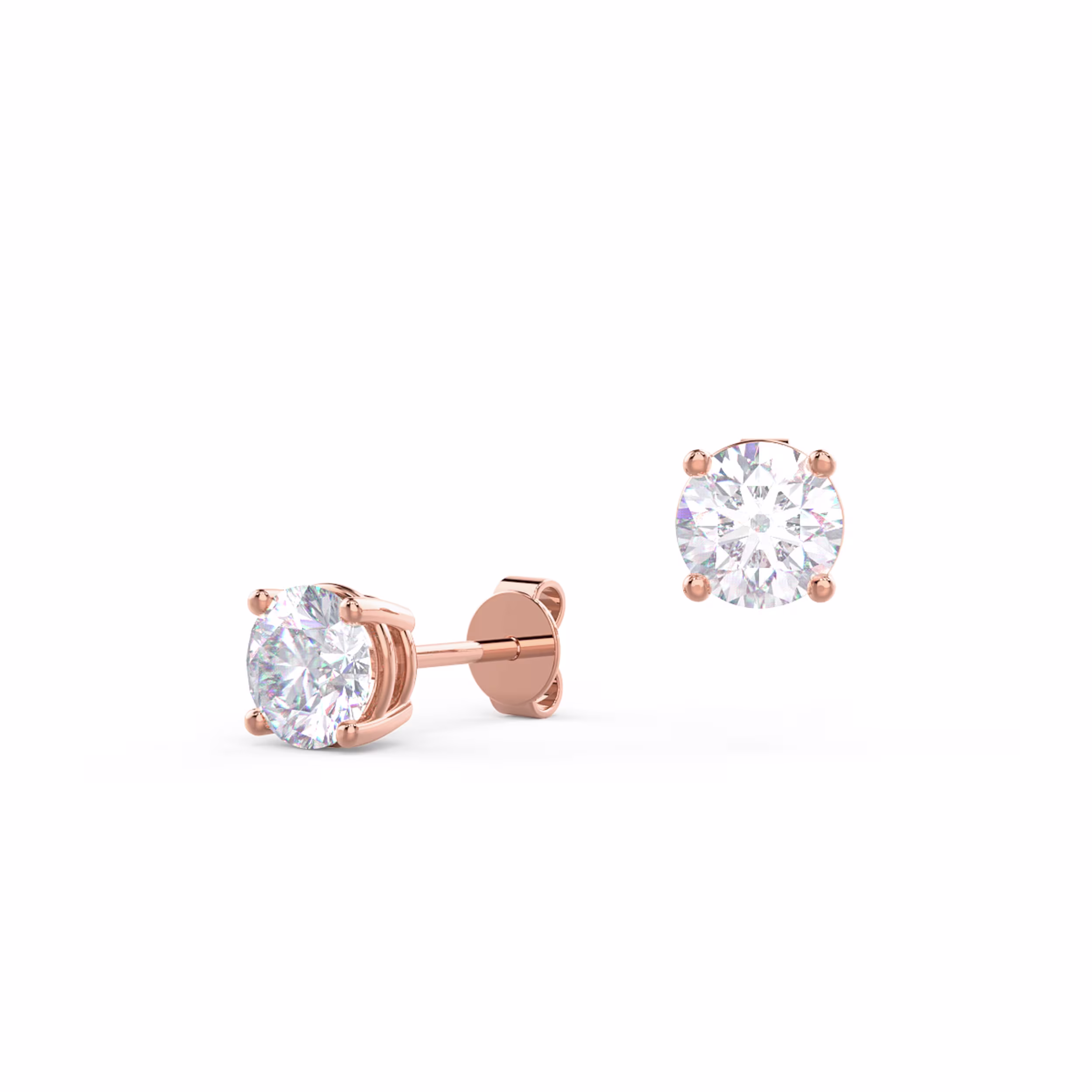 High Quality 1.0 ct Diamonds set in 14k Rose Gold Round Brilliant Lab Diamond Stud Earrings (Main View)