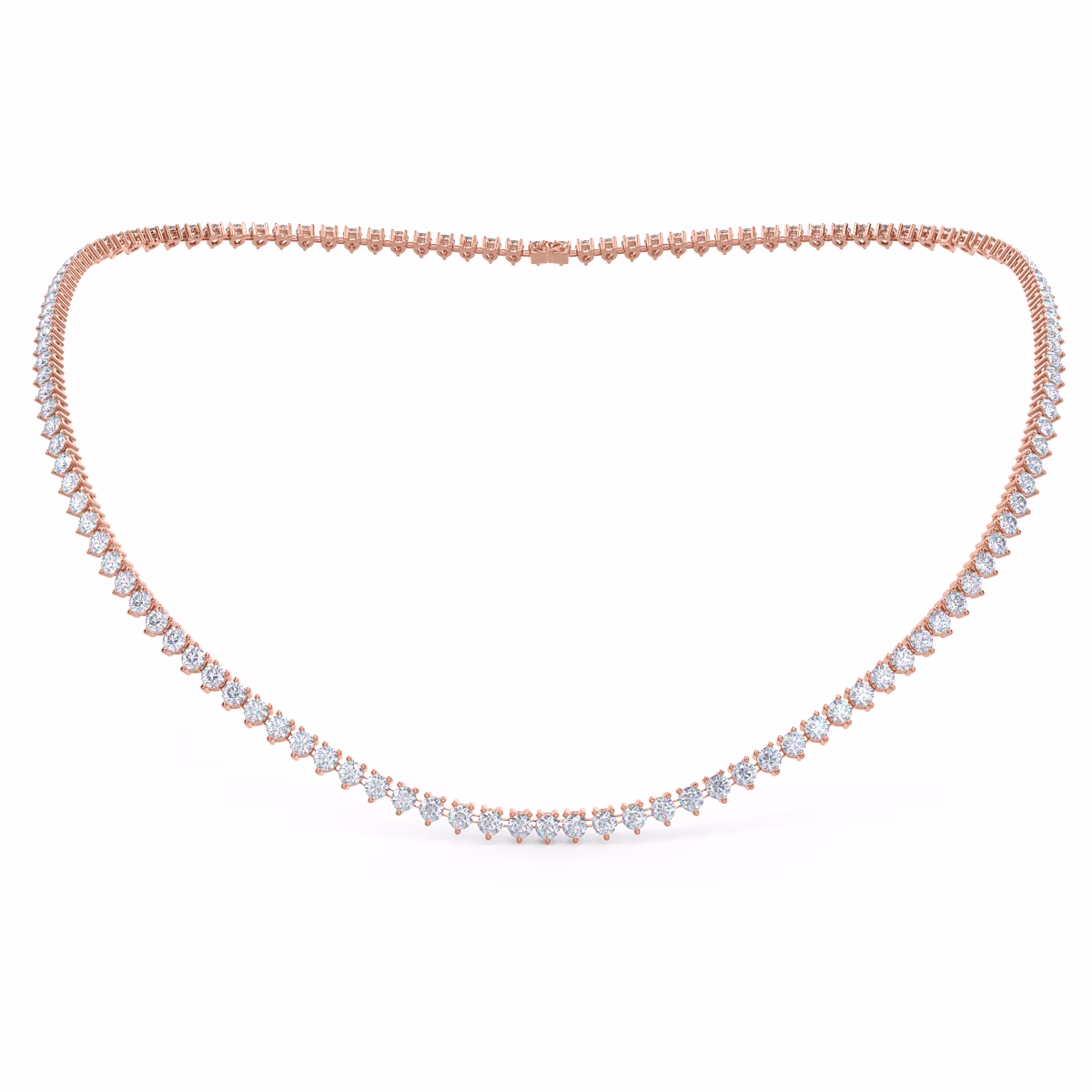 Exceptional Quality Round Lab Diamonds set in Rose Gold Lab Diamond Tennis Necklace (Main View)