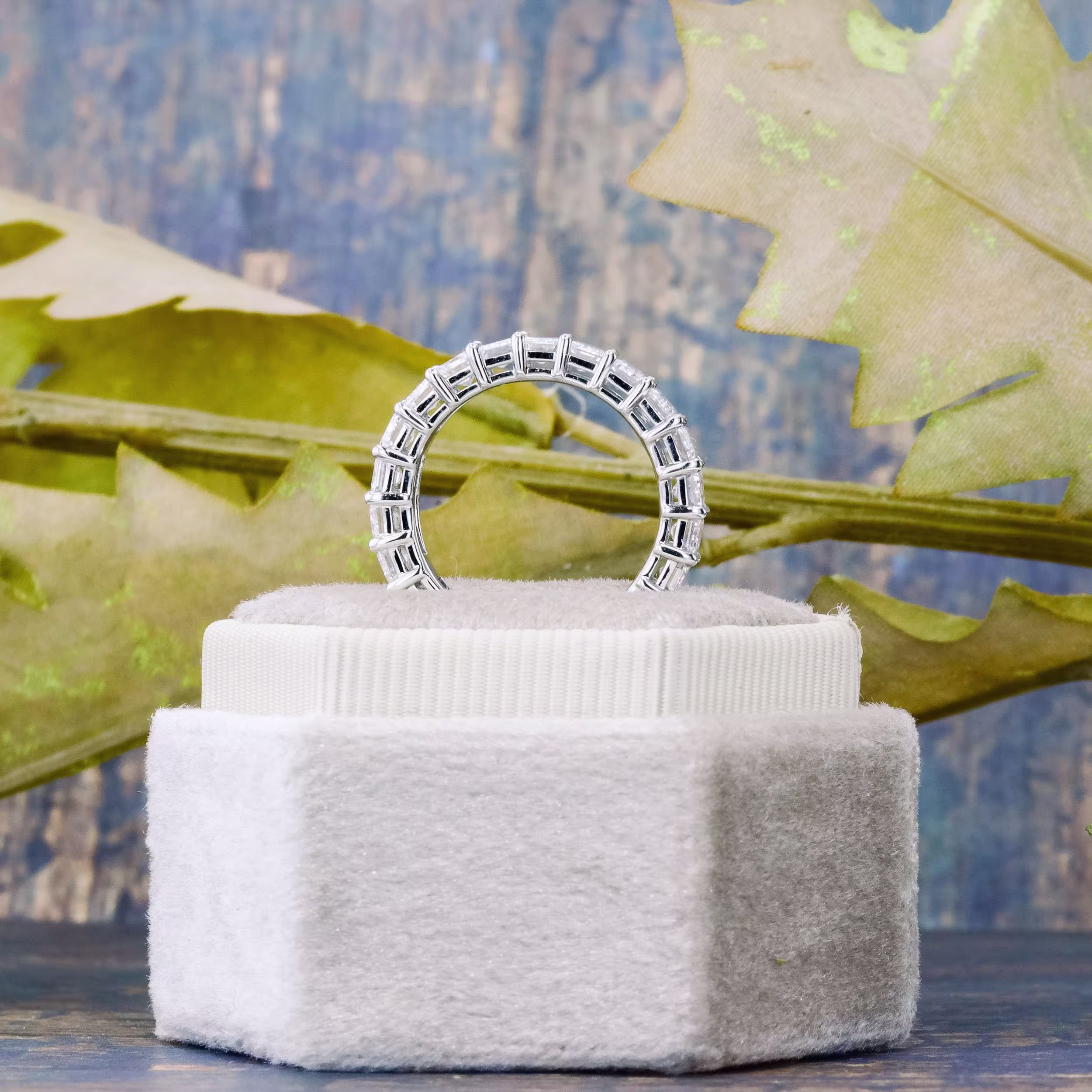 platinum five carat emerald cut lab diamond wedding band ada diamonds design ad 165 profile