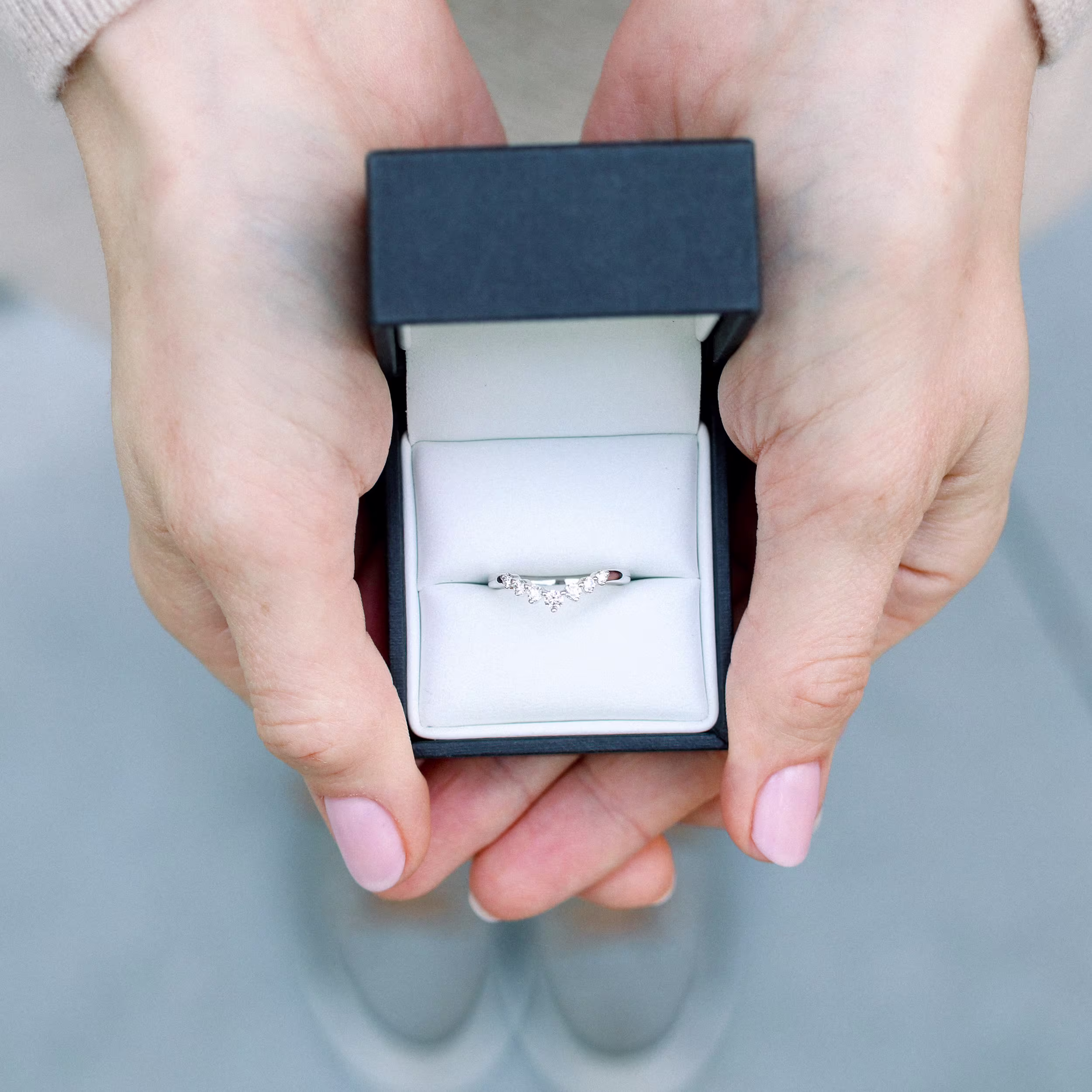 Lab Diamond Nesting Wedding Band In Box AD258