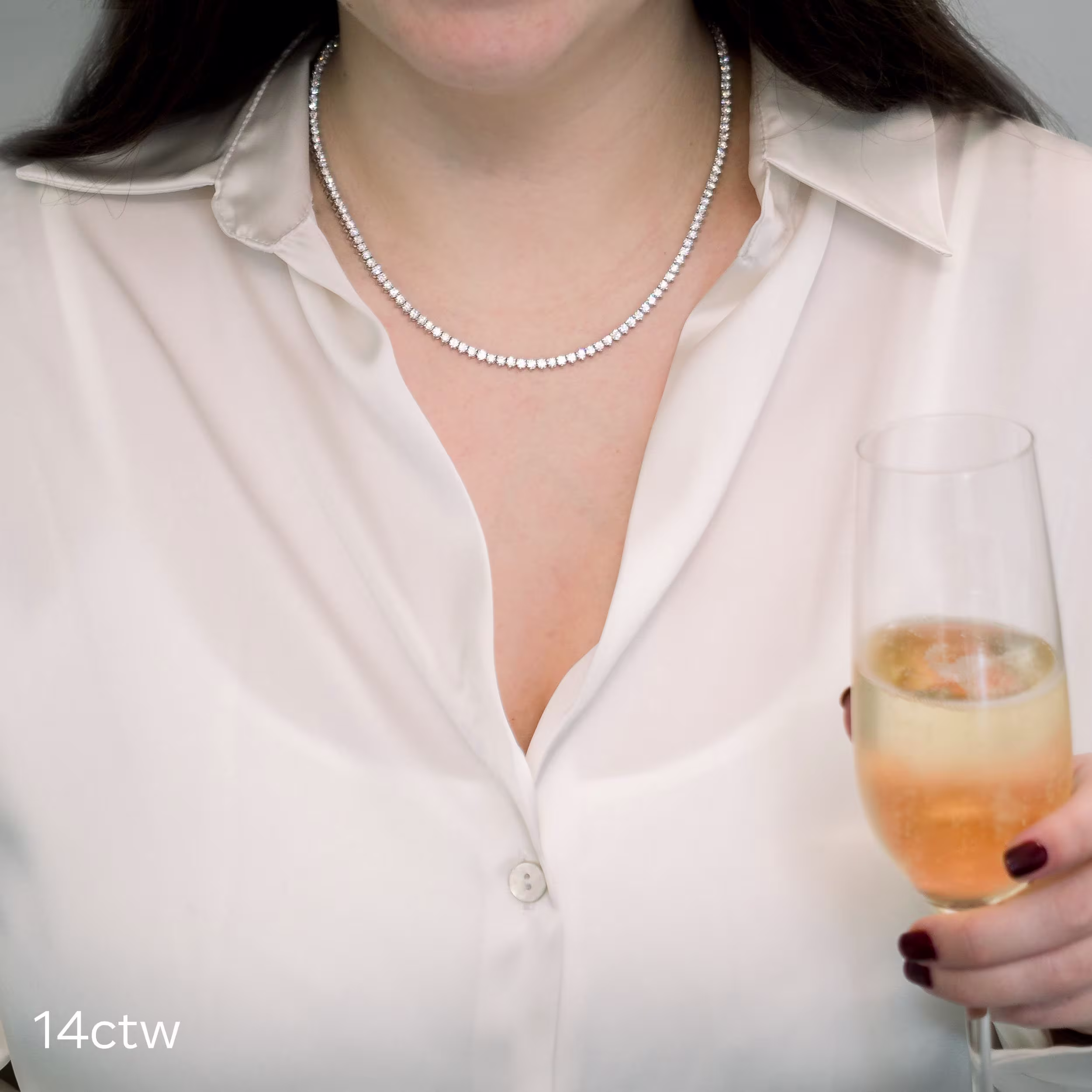 14k white gold 14ct lab diamond tennis necklace