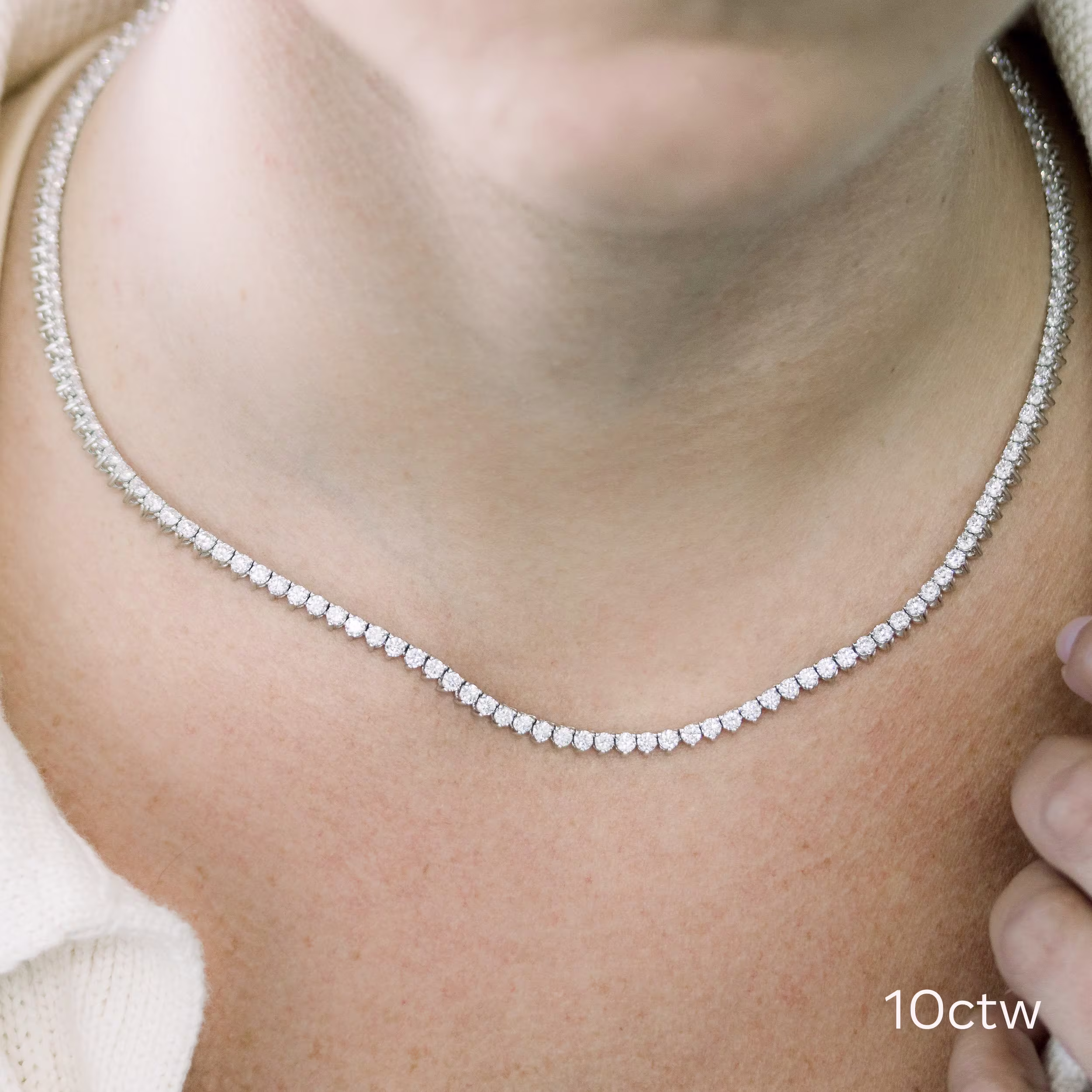 ten carat lab diamond tennis necklace white gold ada diamonds design ad 225