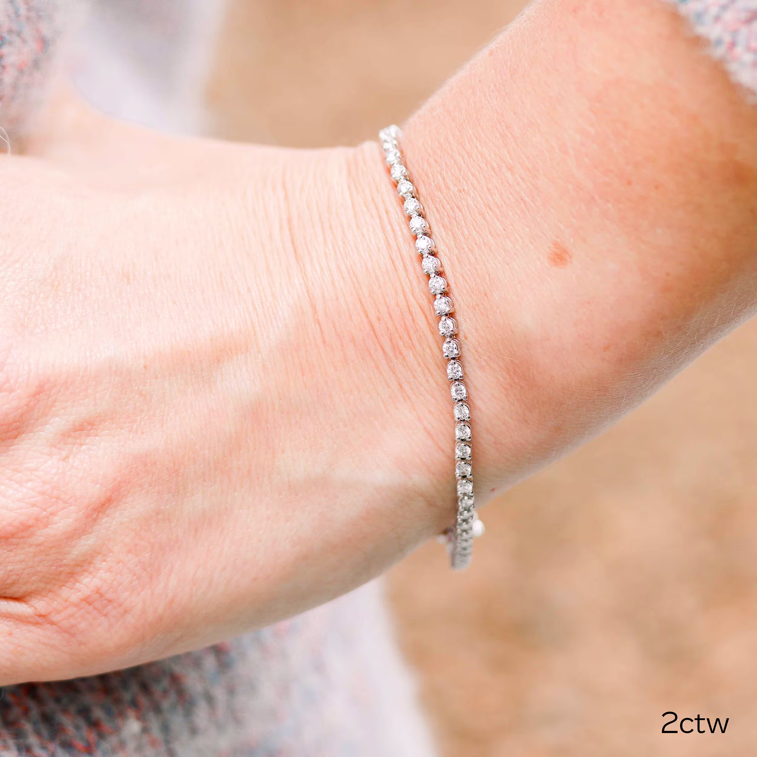 2.0 Carat Round Brilliant Lab Diamonds set in Lab Diamond Three Prong Tennis Bracelet (Main View)