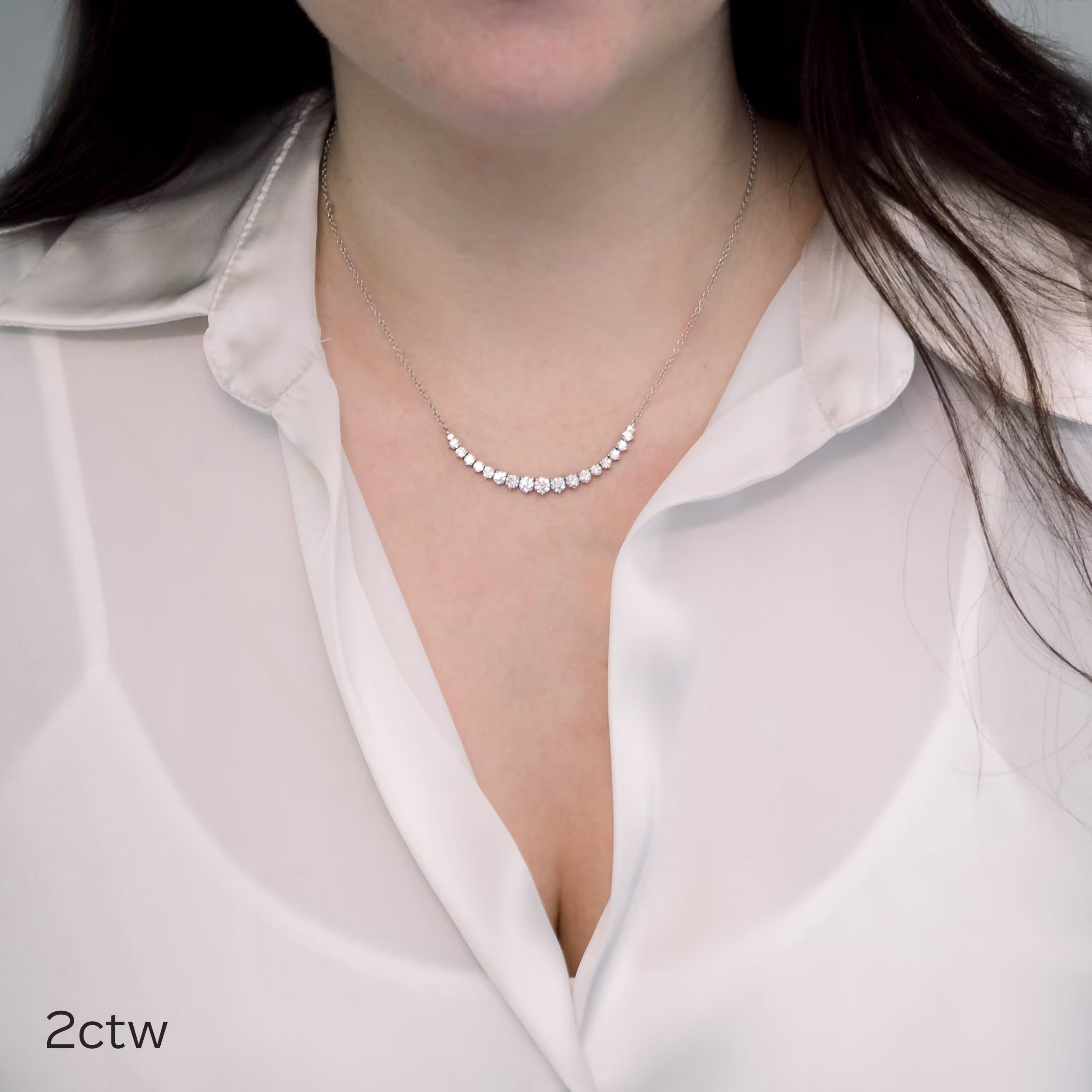 High Quality 2.0 ctw Round Brilliant Diamonds set in 14k White Gold Diamond Mini Riviera Choker