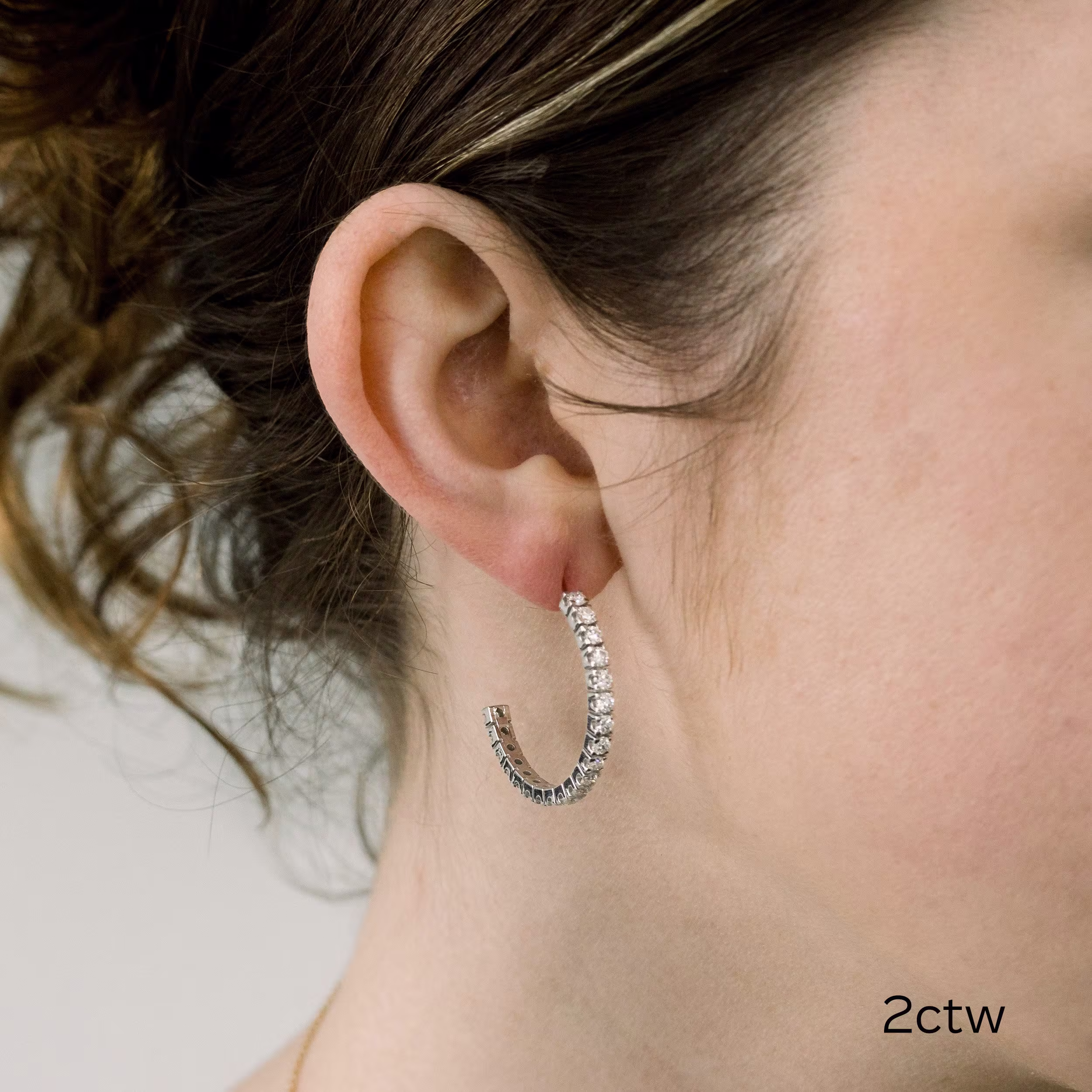 classic lab grown 2 carat diamond hoop earrings in white gold ada diamonds design ad 007