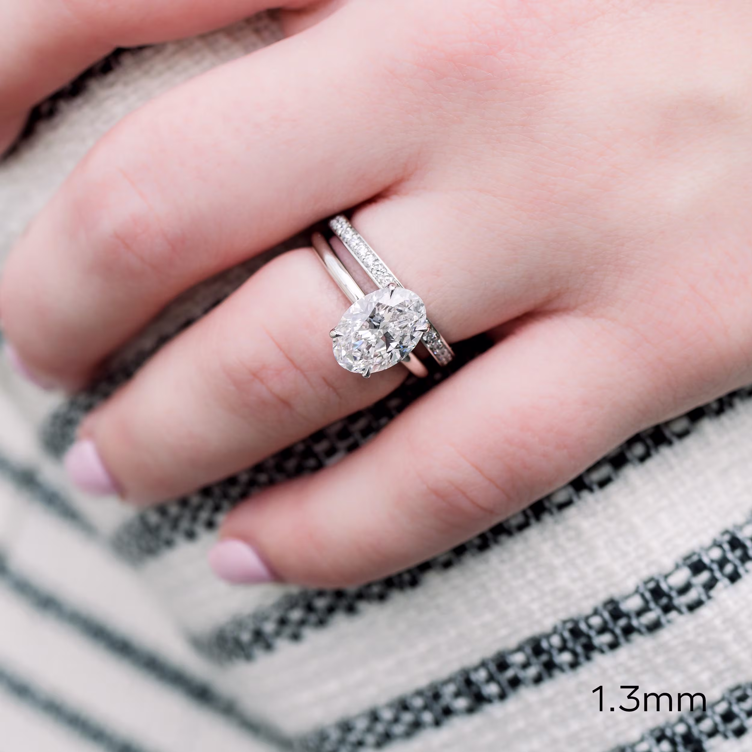 oval lab diamond wedding set with channel set eternity band platinum ada diamonds design ad 089 on model