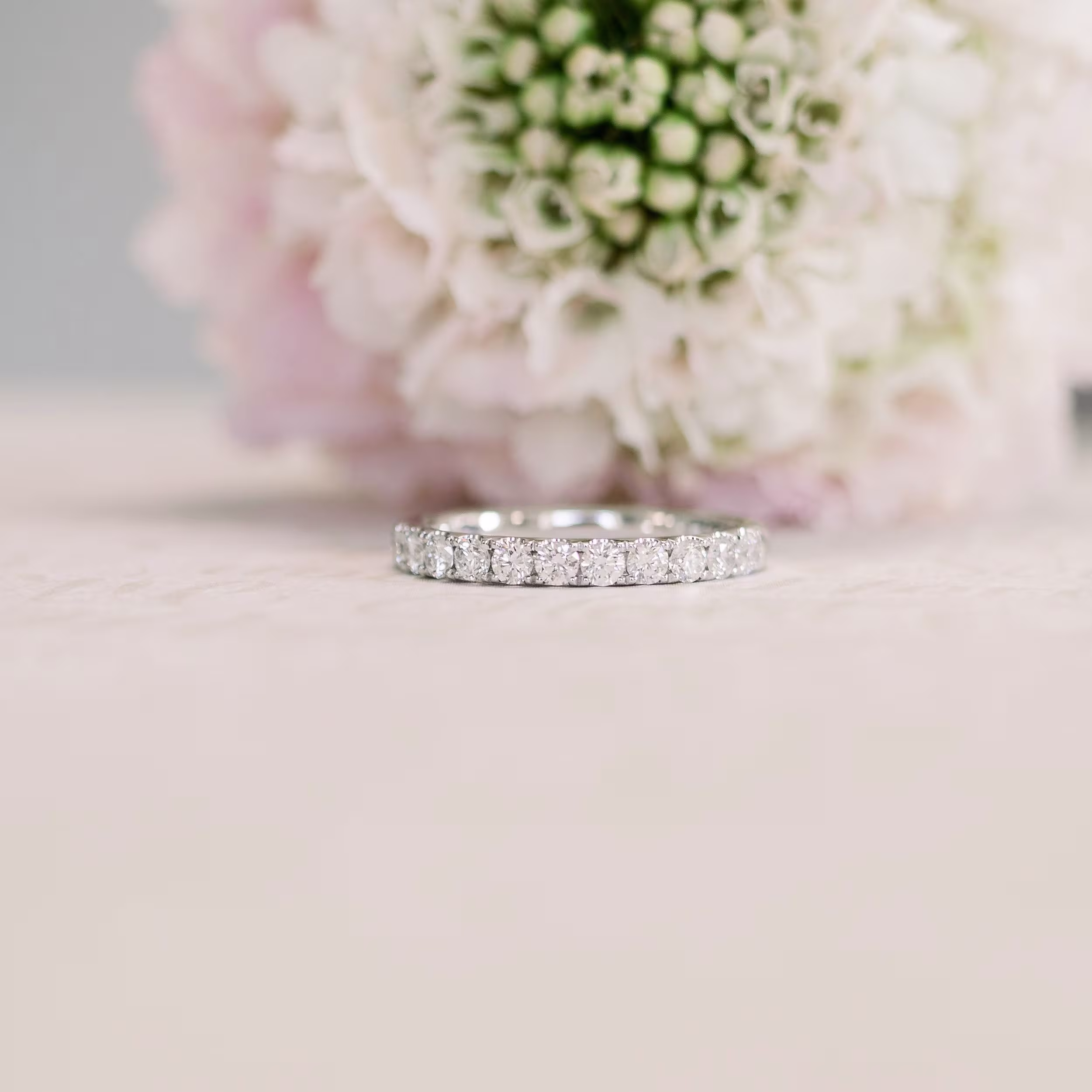 0.6ctw Lab Diamond U Pavé Engagement Ring in 18k White Gold