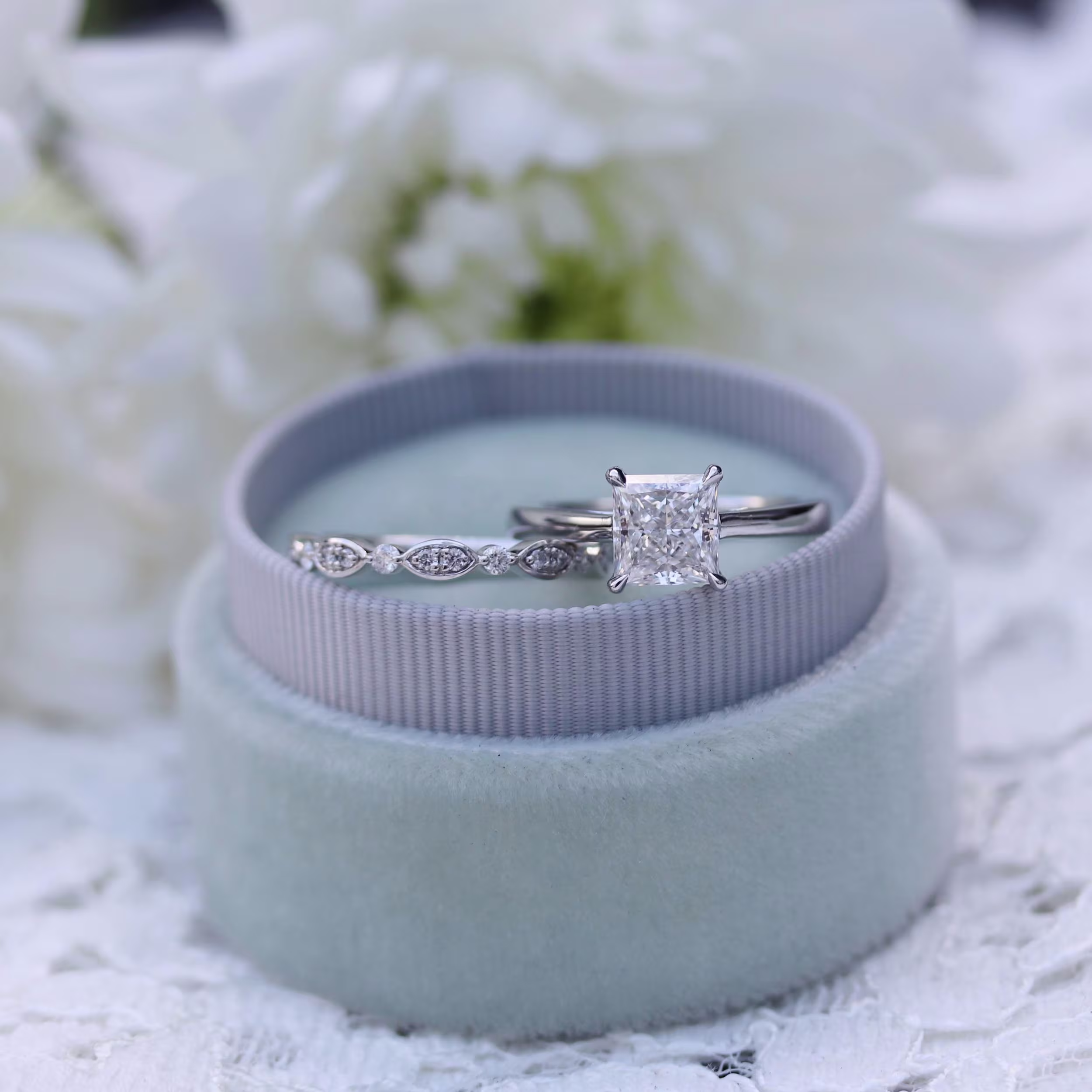 Lab Created Diamond Leaf Wedding Band AD216