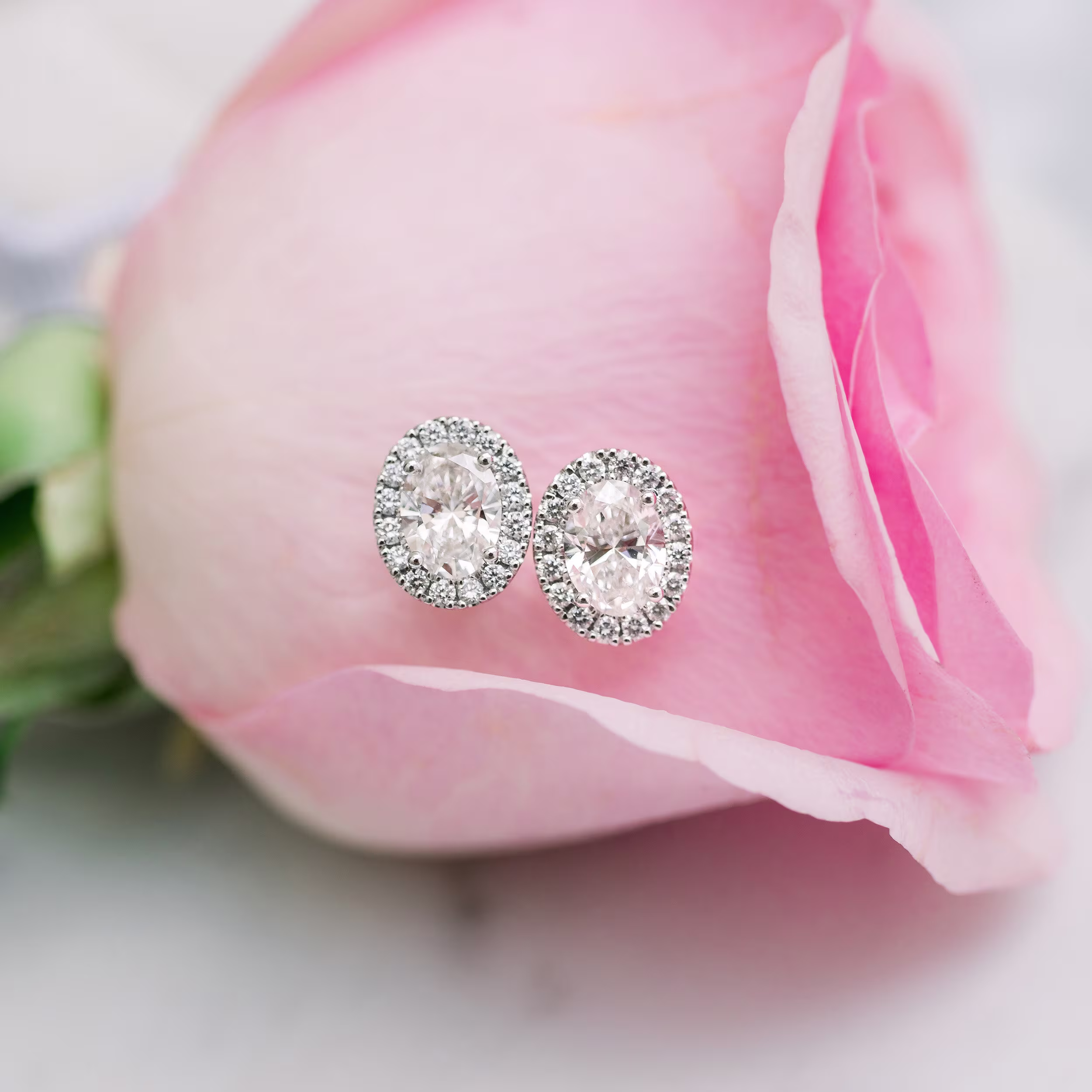 white gold oval halo lab grown diamond studs design ad 195