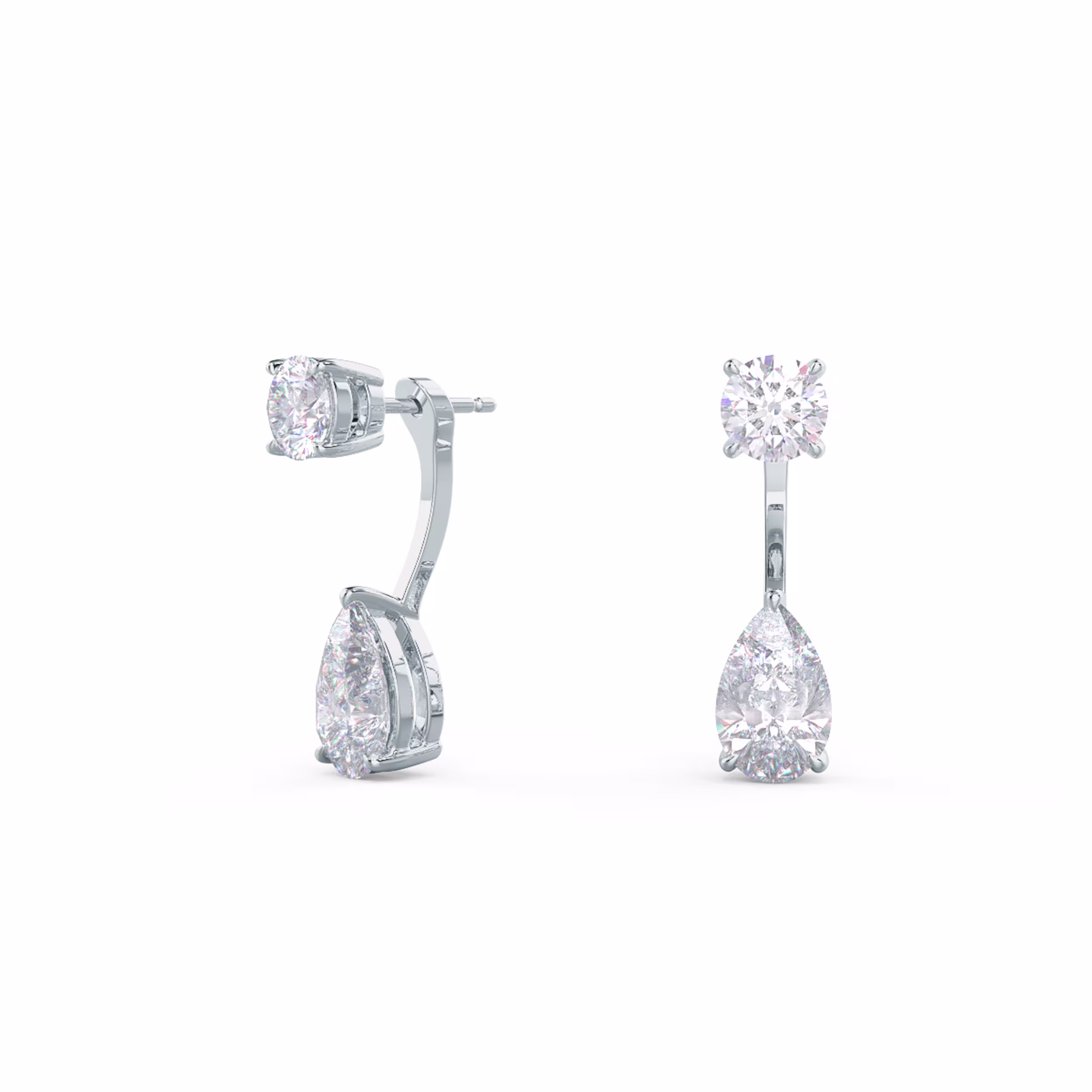 1.5ctw pear earring jackset in 18k white gold with manmade diamonds
