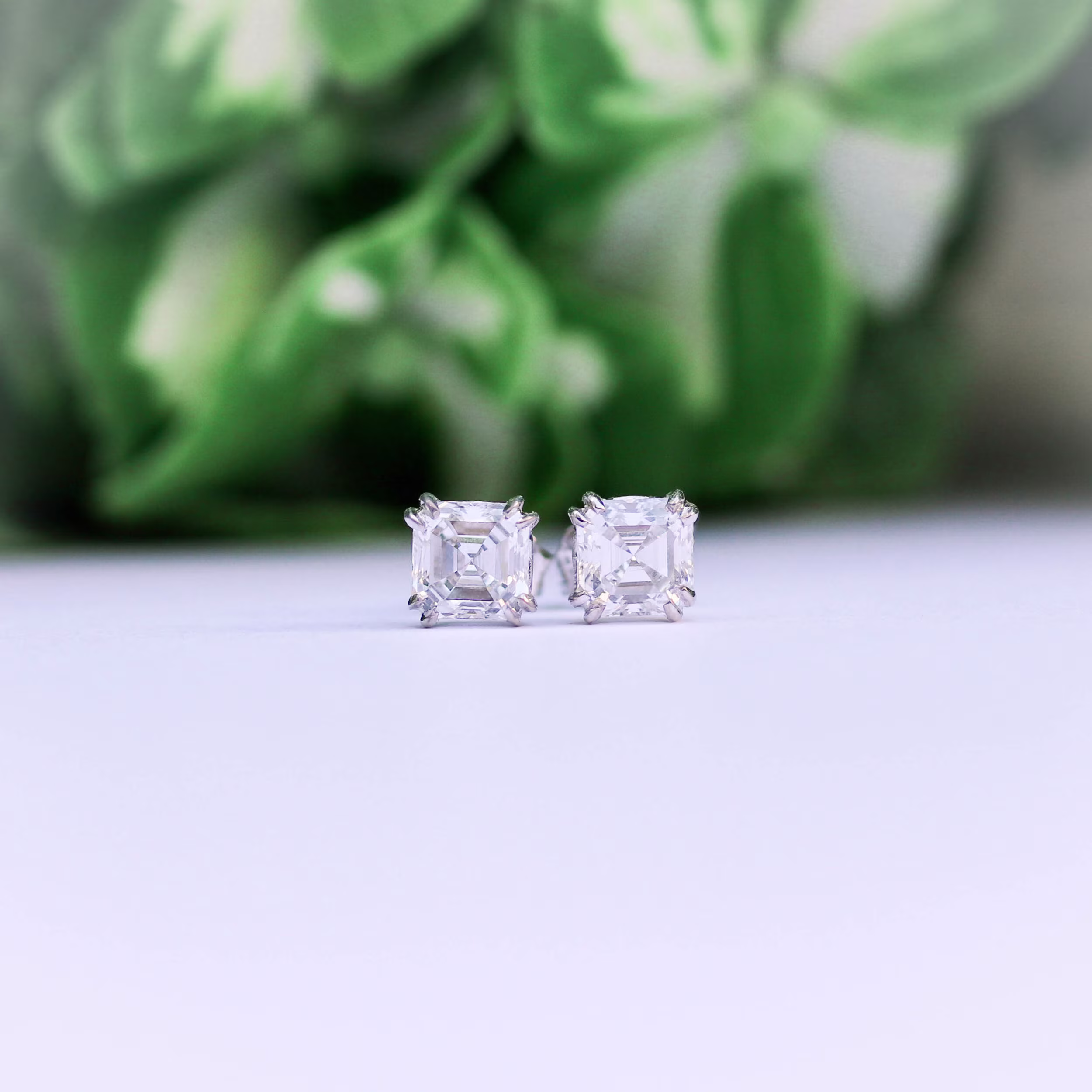 1.0 Carat Lab Diamonds set in Platinum Asscher Cut Diamond Stud Earrings (Main View)
