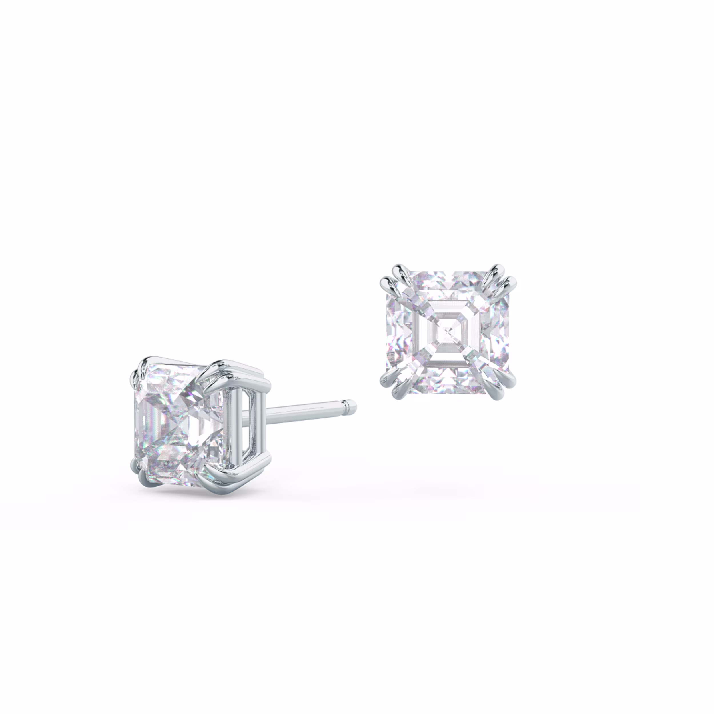 2.0 ctw Lab Grown Diamonds set in Platinum Asscher Stud Earrings (Main View)