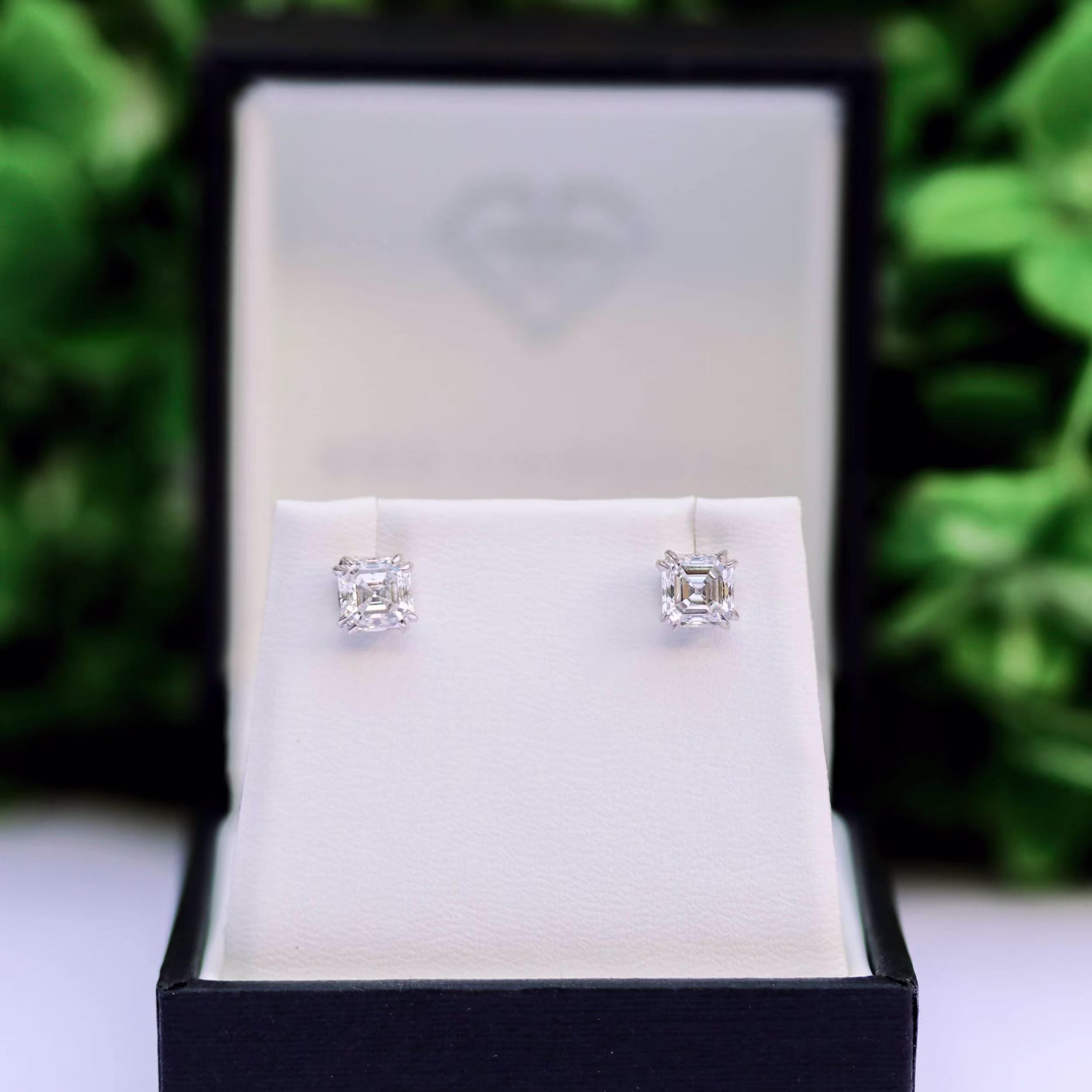 1.0 Carat Diamonds set in Platinum Asscher Stud Earrings (Main View)