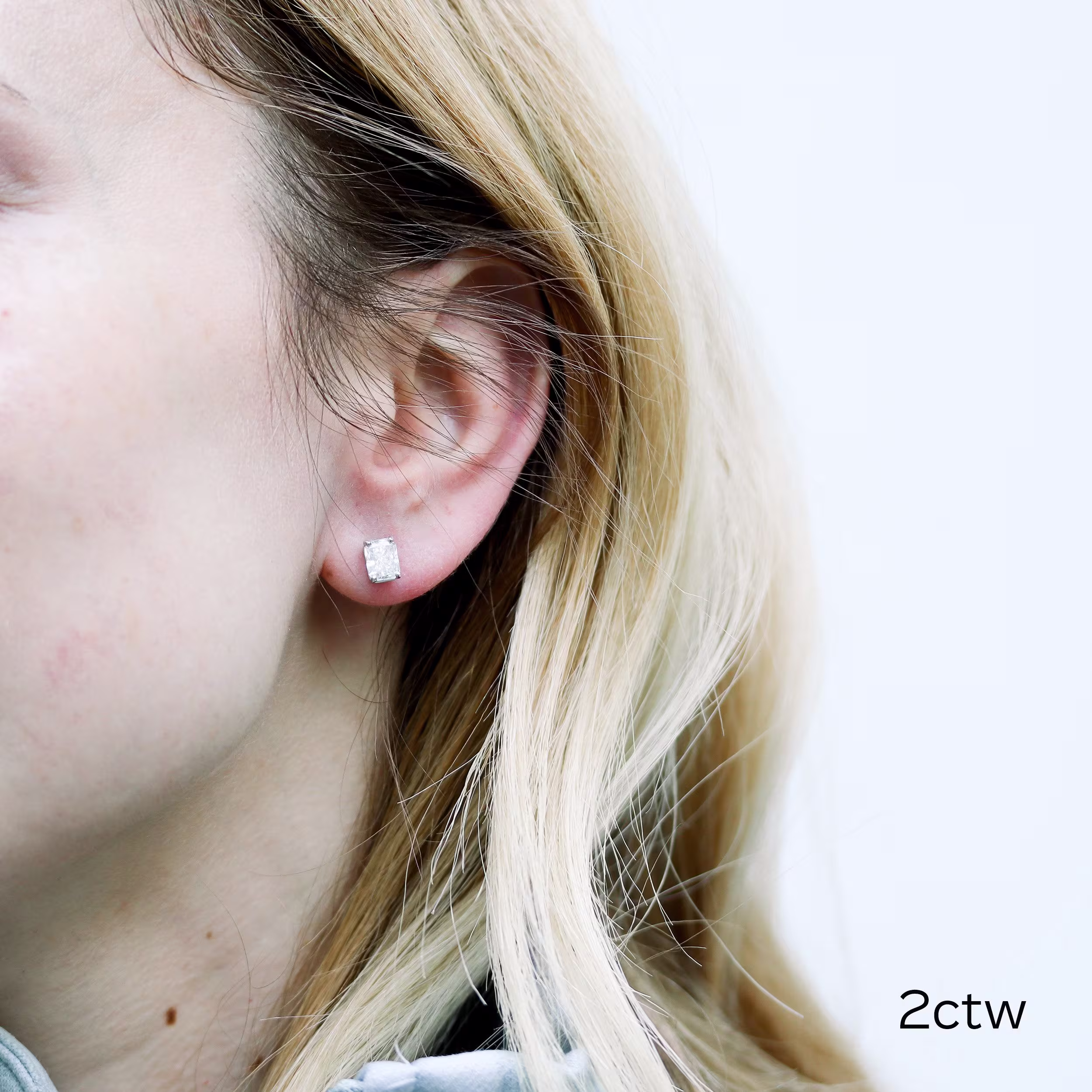 white gold 2 ct radiant lab diamond studs ada diamonds design ad 293