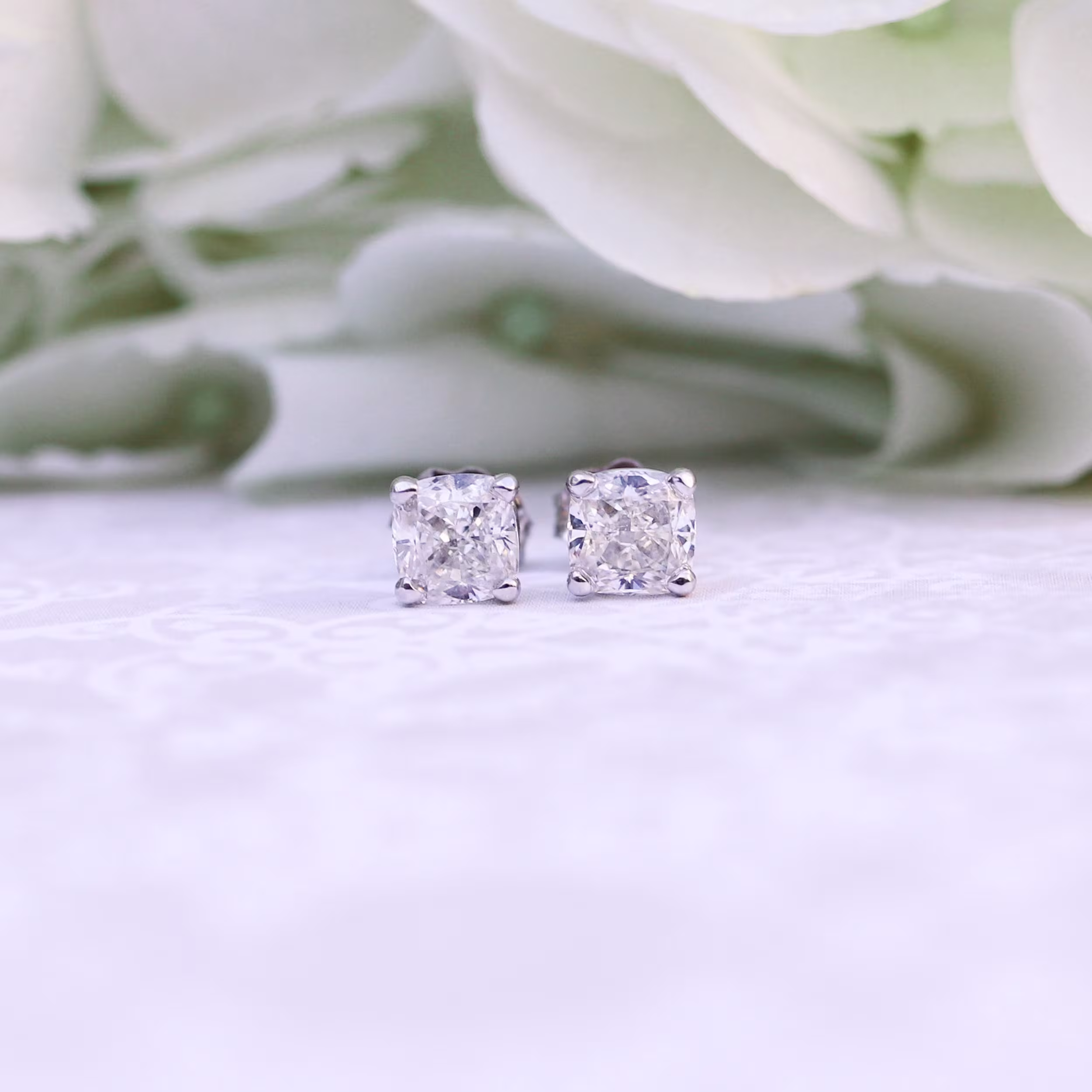 1 ct cushion lab diamond stud earrings ada diamonds design ad 292