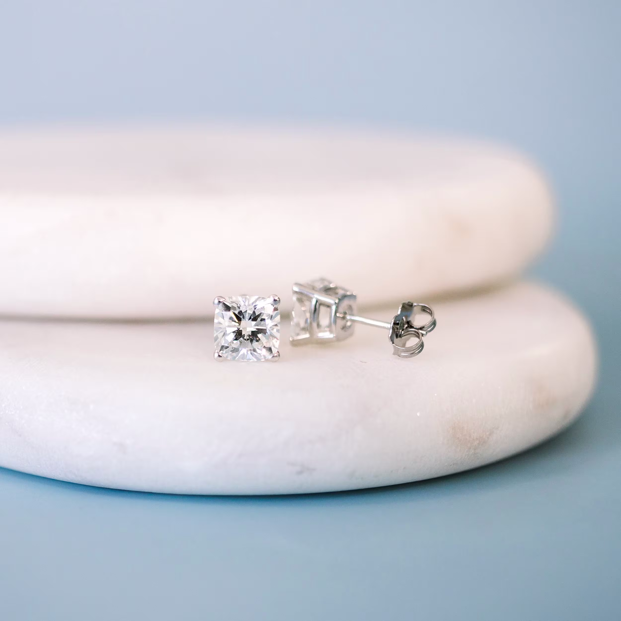 white gold 3ct cushion cut lab diamond stud earrings ada diamonds design ad 292