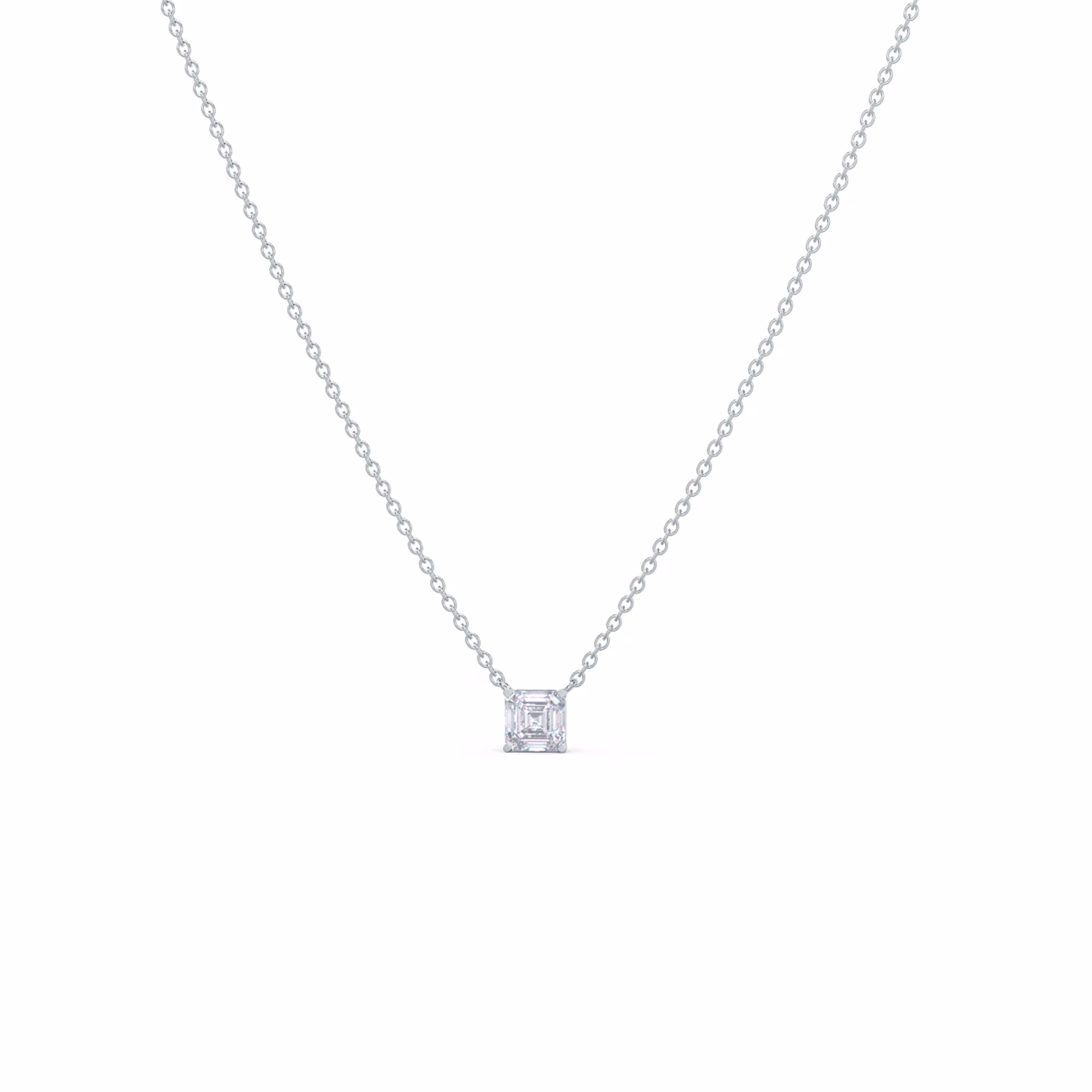 0.5 ct Synthetic Diamonds set in Platinum Floating Asscher Pendant (Main View)